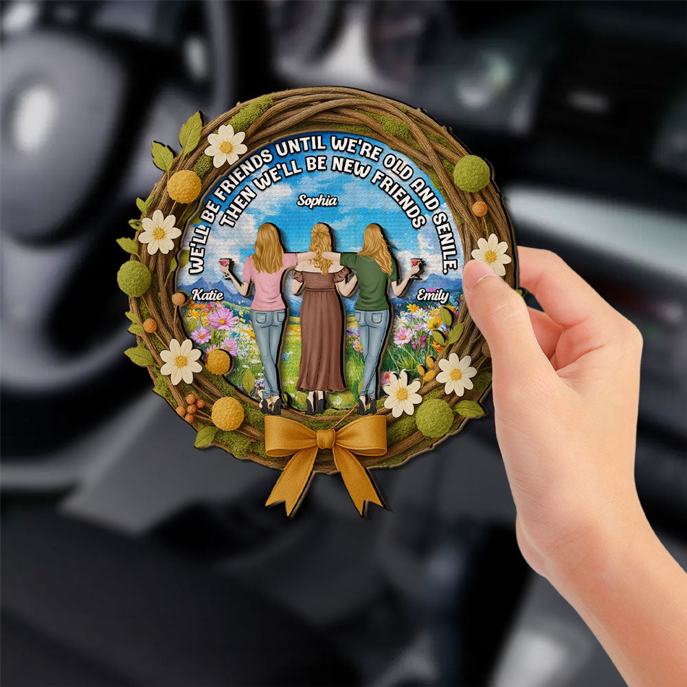 Friends Until We Old And Senile - Personalized Car Visor Clip