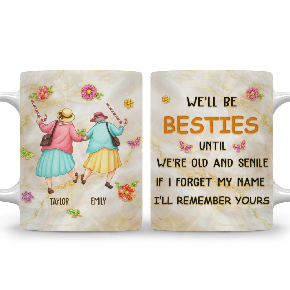 Custom Best Friend, Christmas & Birthday Friendship Keepsake Gift • I Forget My Name But Remember Yours - Personalized Coffee Mug