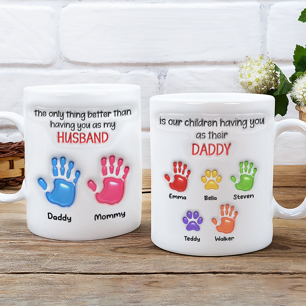 Custom Anniversary Keepsake Gifts For Couple • Watching You Be A Dad Husband - Personalized 3D Inflated Effect Mug