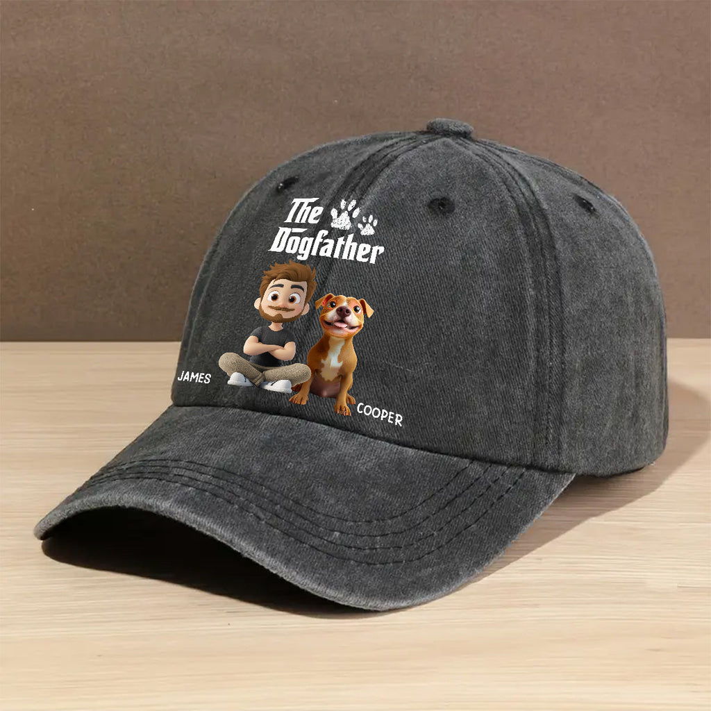 Custom Christmas Headwear Birthday Gifts for Dog Parents • Cool Dog Father - Personalized Vintage Washed Denim Cap