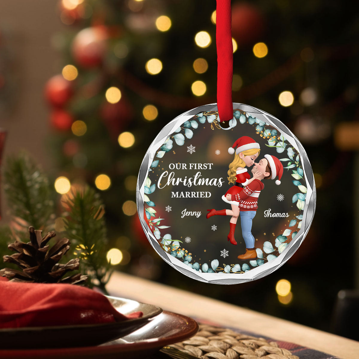 Custom Keepsake Christmas Ornament •  First Christmas Of Us - Personalized Glass Ornament