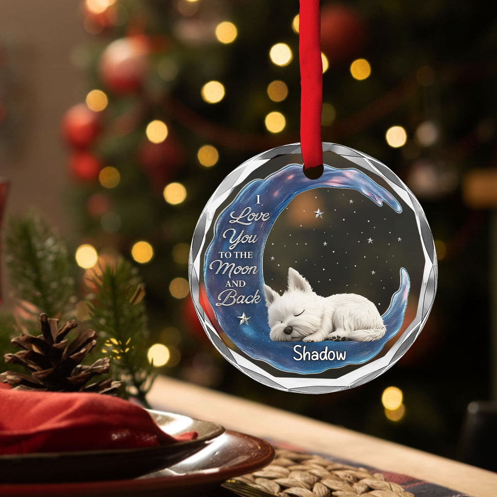 Custom Keepsake Christmas Ornament •  Love You To The Moon - Personalized Glass Ornament