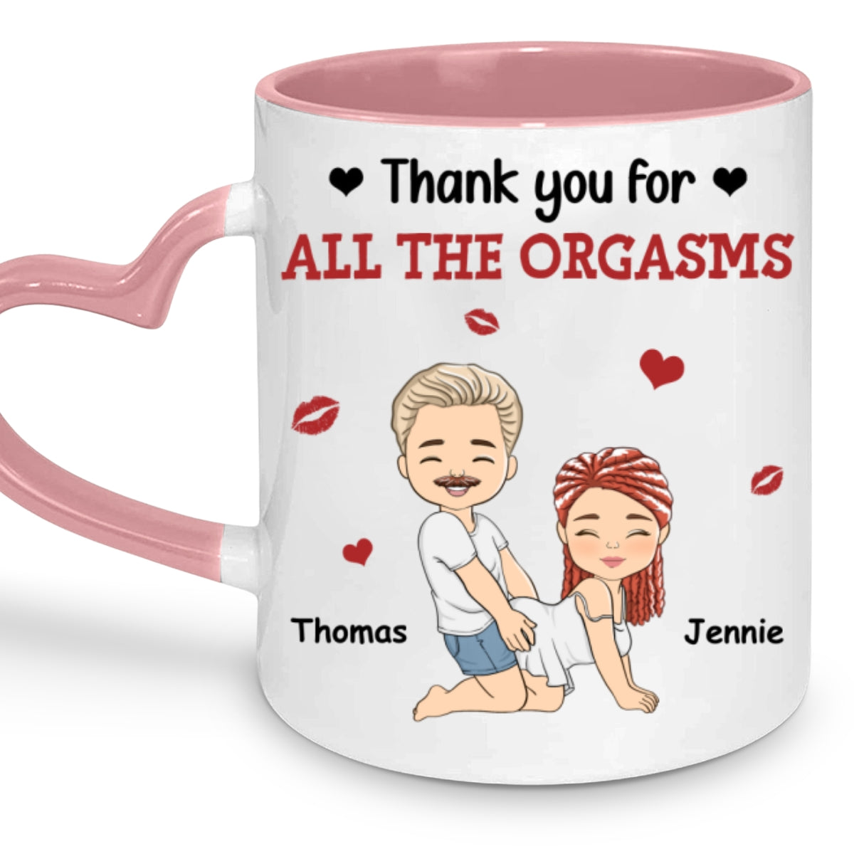 Custom Anniversary Keepsake Gifts For Couple • Thanks For All - Personalized Heart Handle Mug