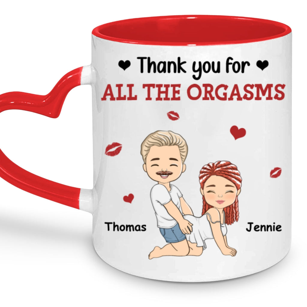 Custom Anniversary Keepsake Gifts For Couple • Thanks For All - Personalized Heart Handle Mug