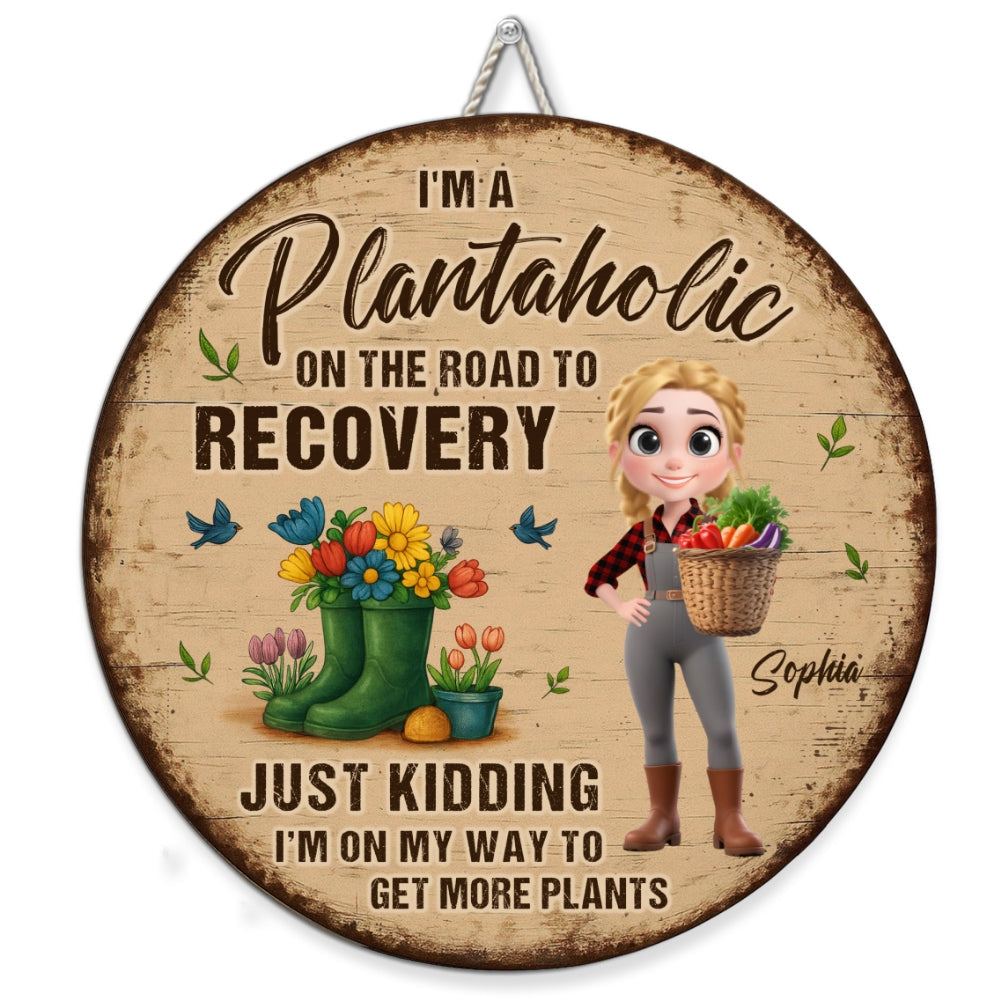 Custom Home Garden Sign, Outdoor Yard & Lawn Decor • I Am A Plantaholic - Personalized Wood Sign