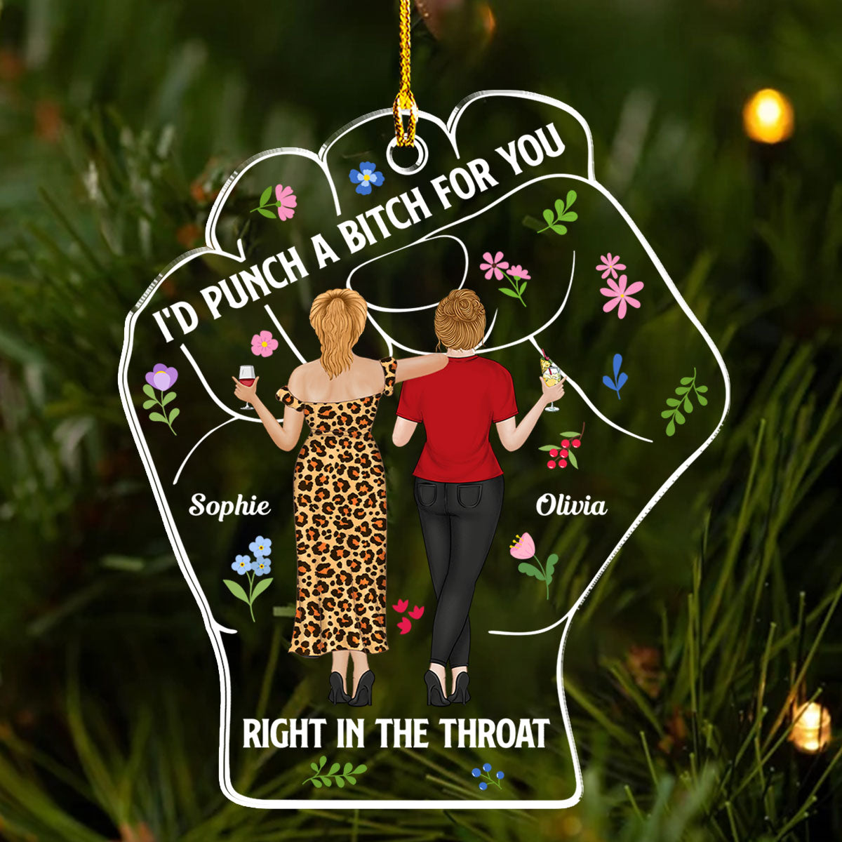 Custom Friendship Christmas Ornament, Best Friend Gift •  Punch For Friendship - Personalized Acrylic Ornament