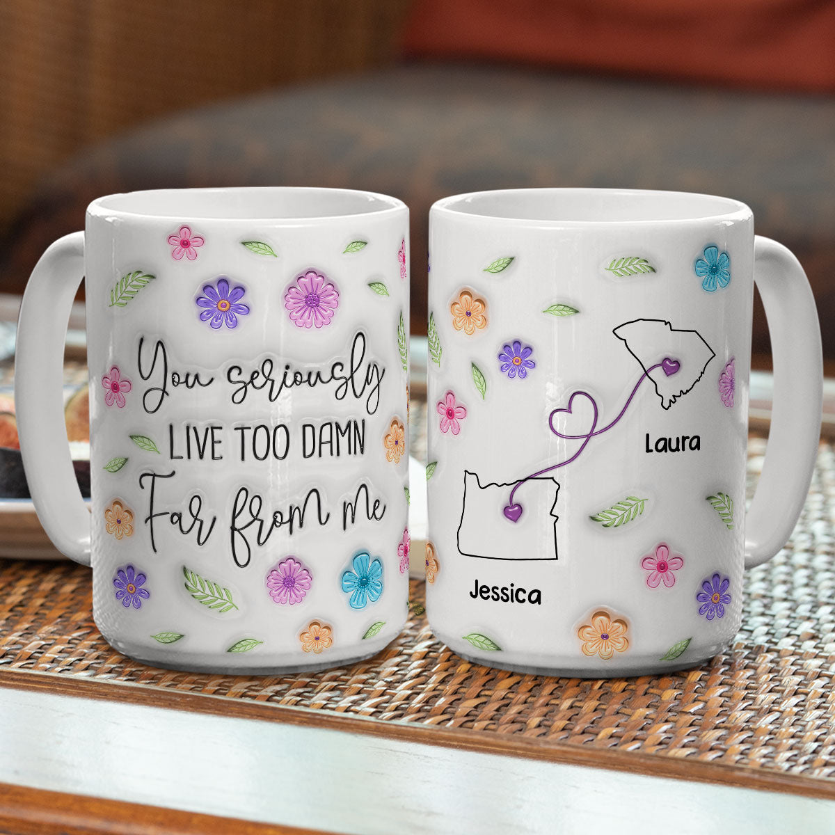 Custom Best Friend, Christmas & Birthday Friendship Keepsake Gift • Wish You Lived Much Closer - Personalized 3D Inflated Effect Mug