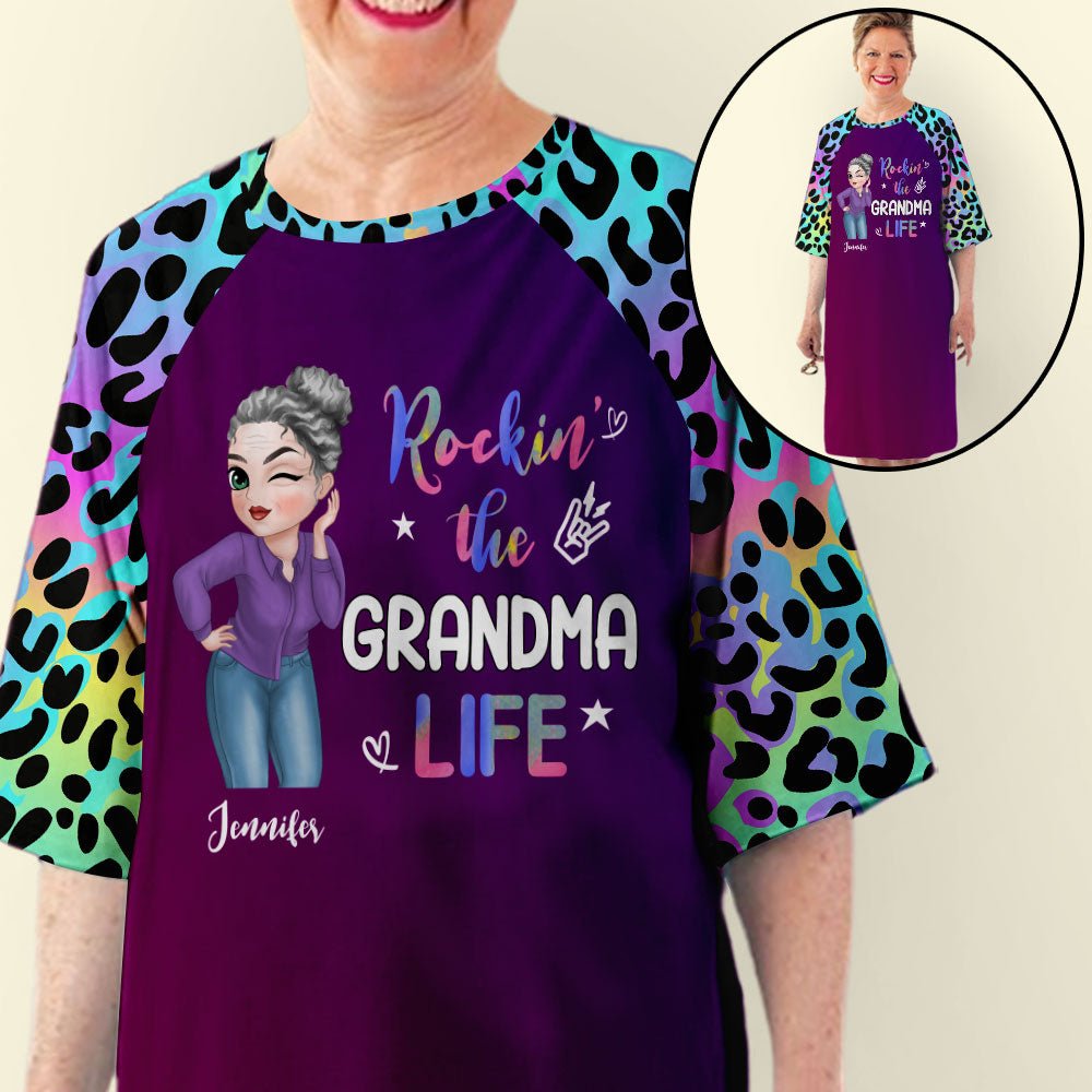 Leopard Grandma Life - Personalized 3/4 Sleeve Dress