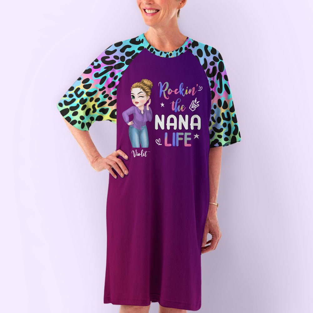 Leopard Grandma Life - Personalized 3/4 Sleeve Dress
