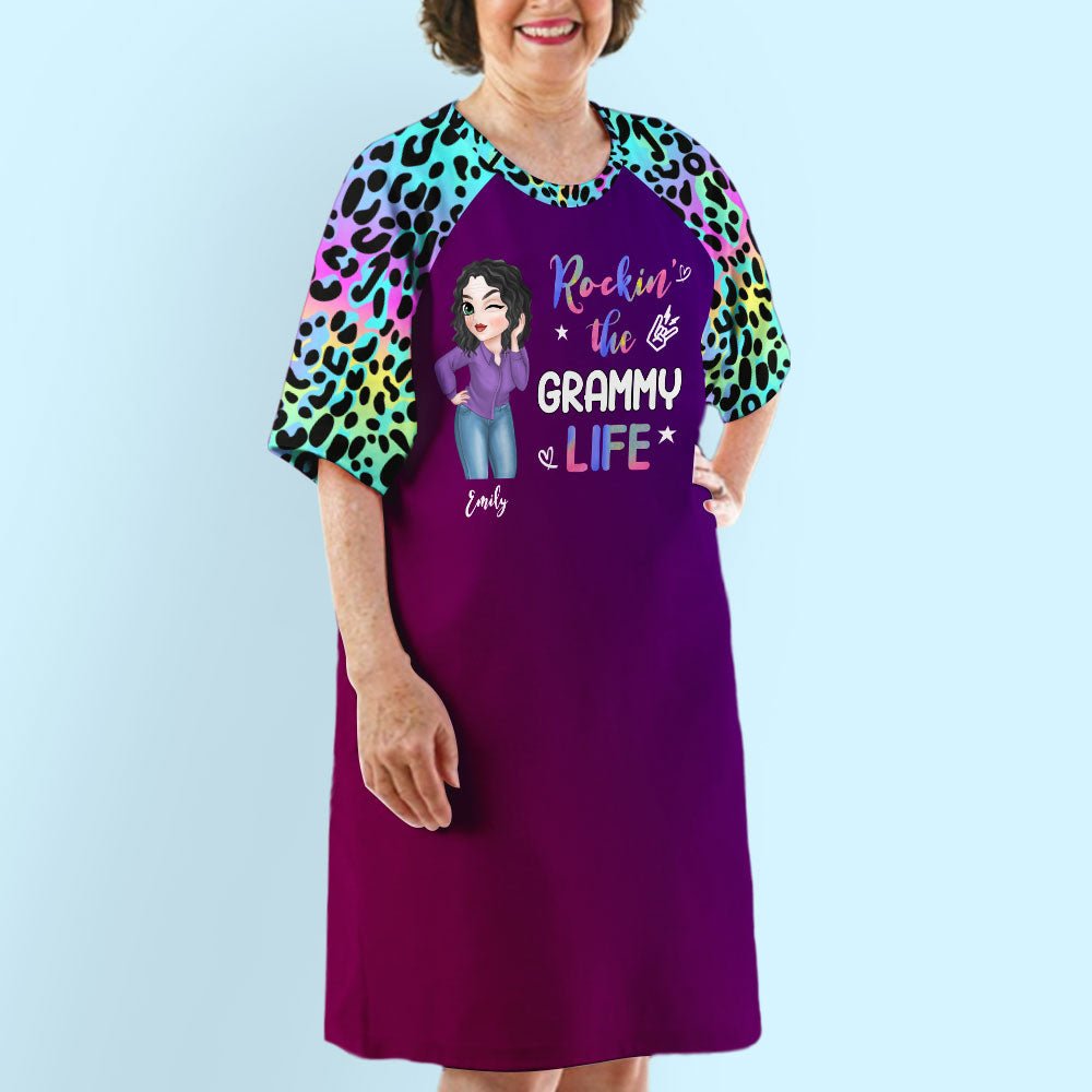 Leopard Grandma Life - Personalized 3/4 Sleeve Dress