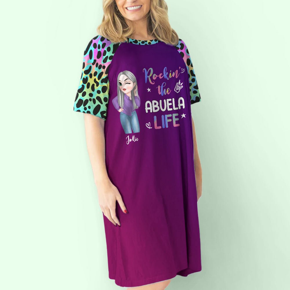 Leopard Grandma Life - Personalized 3/4 Sleeve Dress