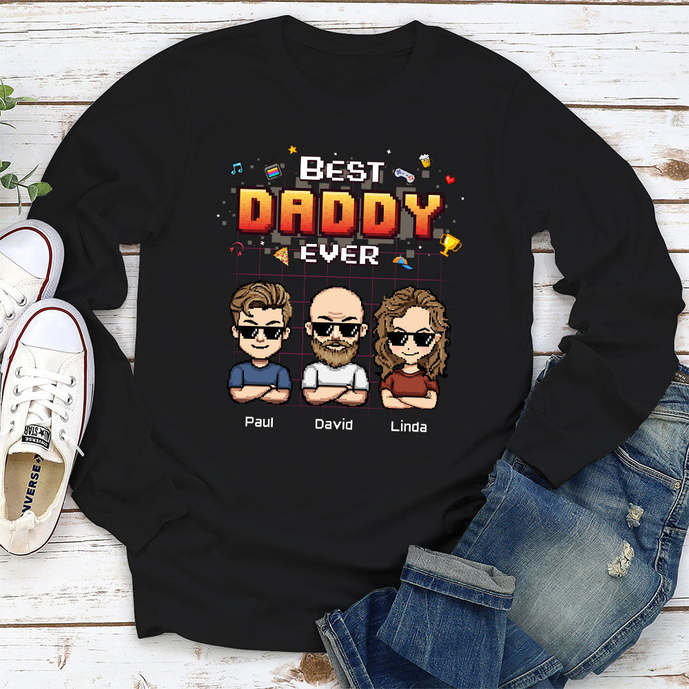 Custom Father's Day, Special Gift for Dad & Grandpa • Best Dad Pixel - Personalized Shirt
