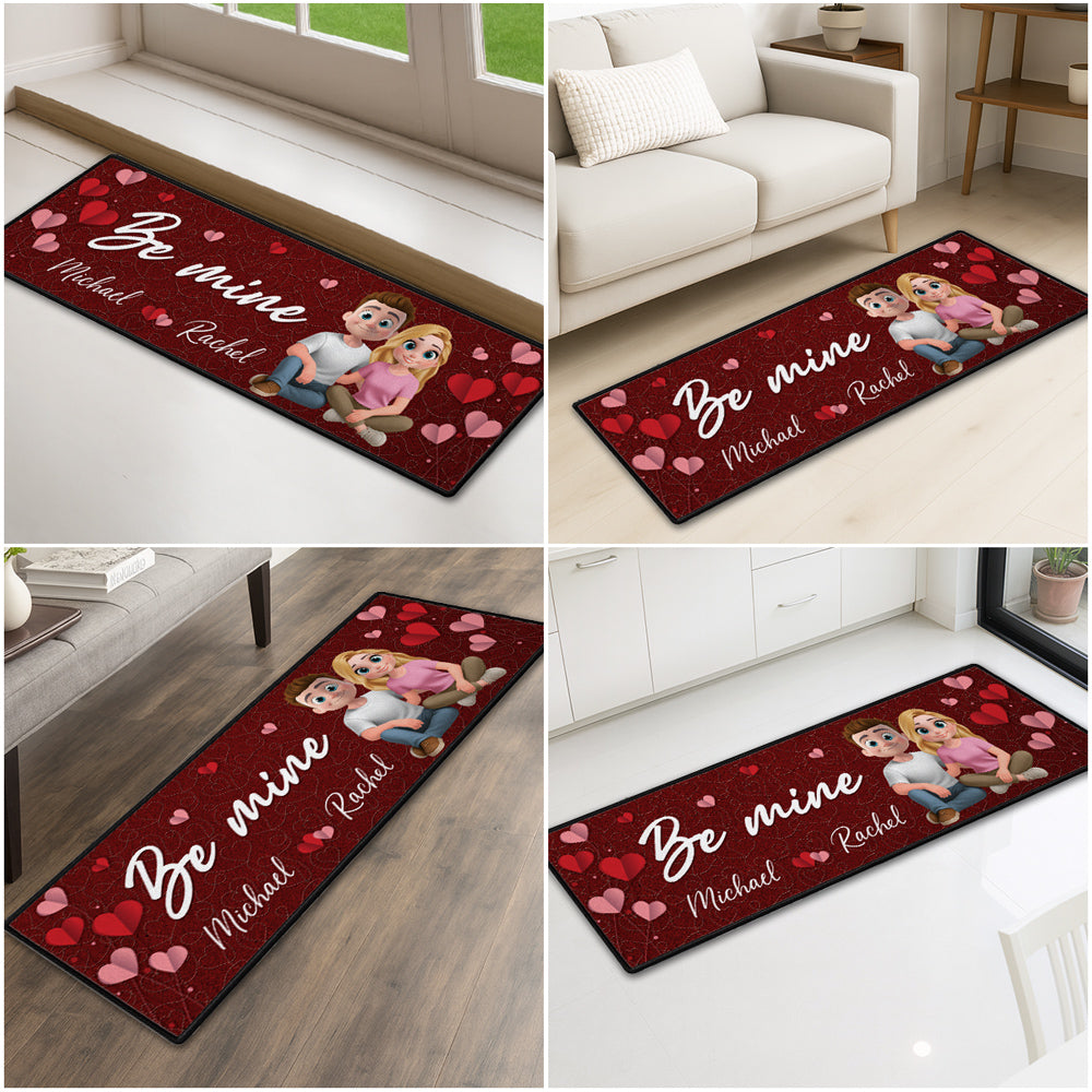 Custom Couple Rug, Anniversary Housewarming Gift For Wife Husband • Be Mine - Personalized Runner Rug