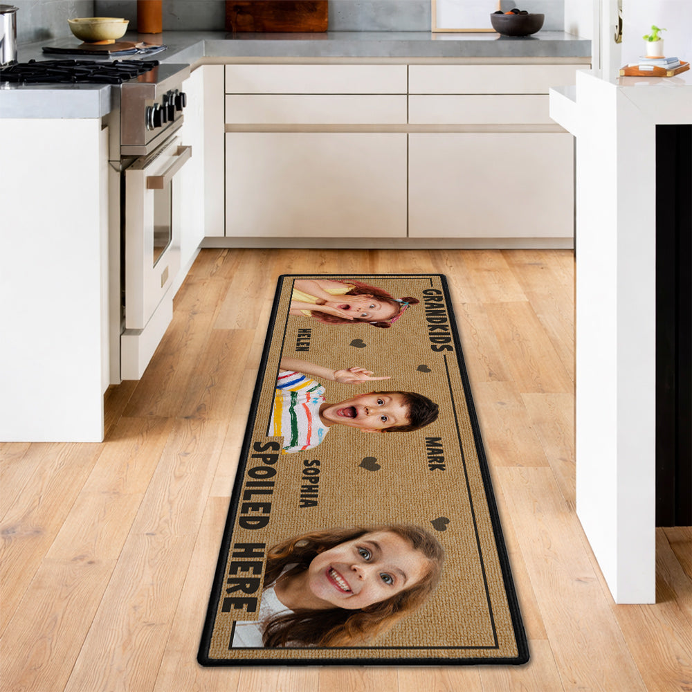 Custom Photo & Names Rug, Christmas Birthday Gift For Granddaughter Grandson • Life Is Better With Grandkids With Photo - Personalized Runner Rug
