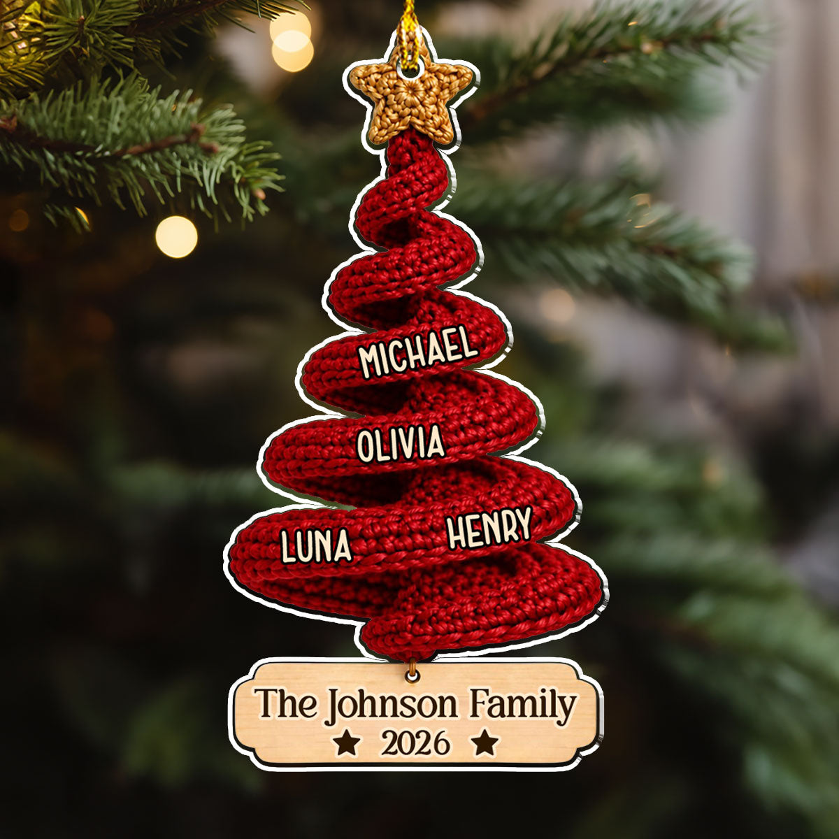 Custom Family Ornament, Christmas Gift for Family Members •  Our Little Name Tree  - Personalized Acrylic Ornament