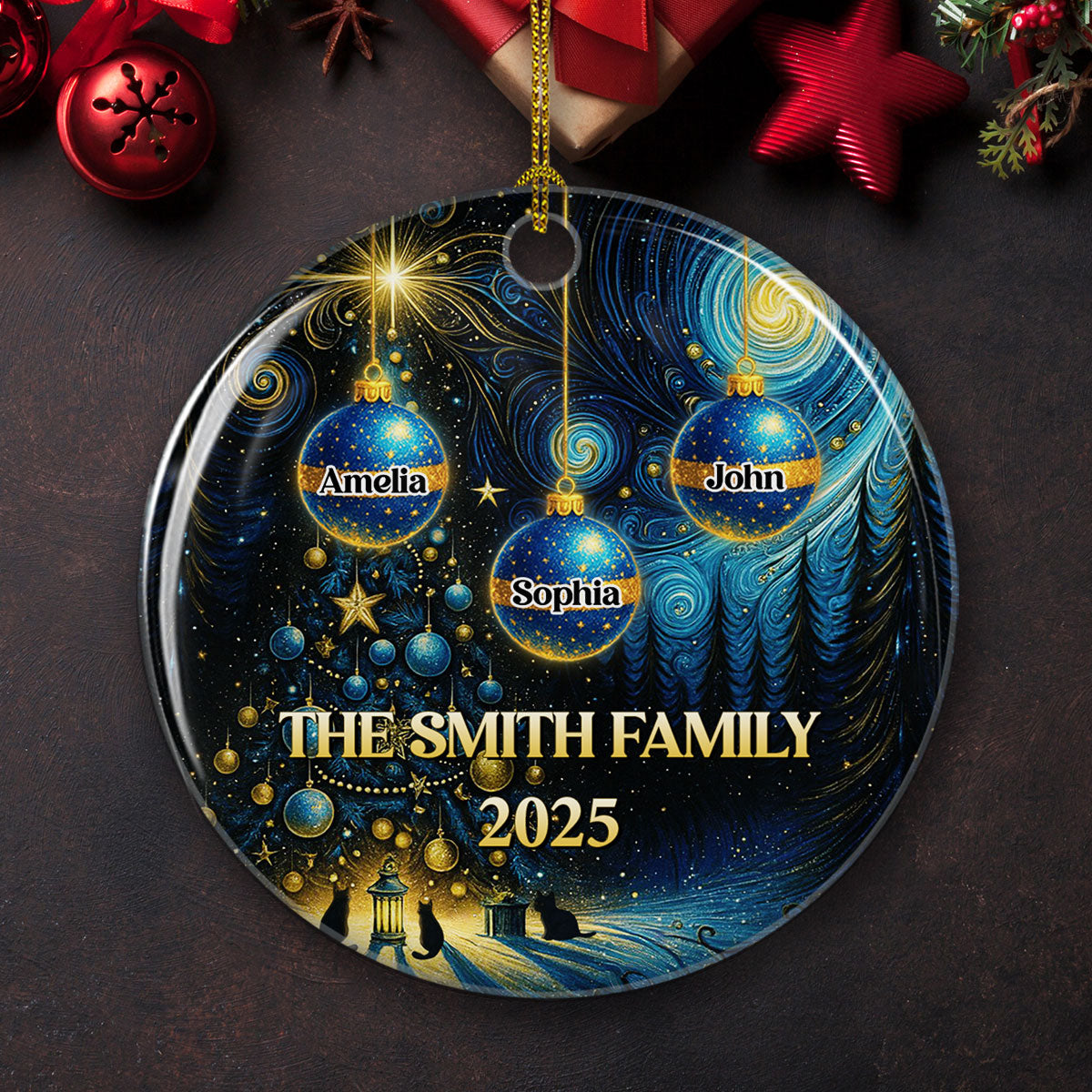 Custom Family Ornament, Christmas Gift for Family Members •  Family Together 2025 - Personalized Ceramic Ornament