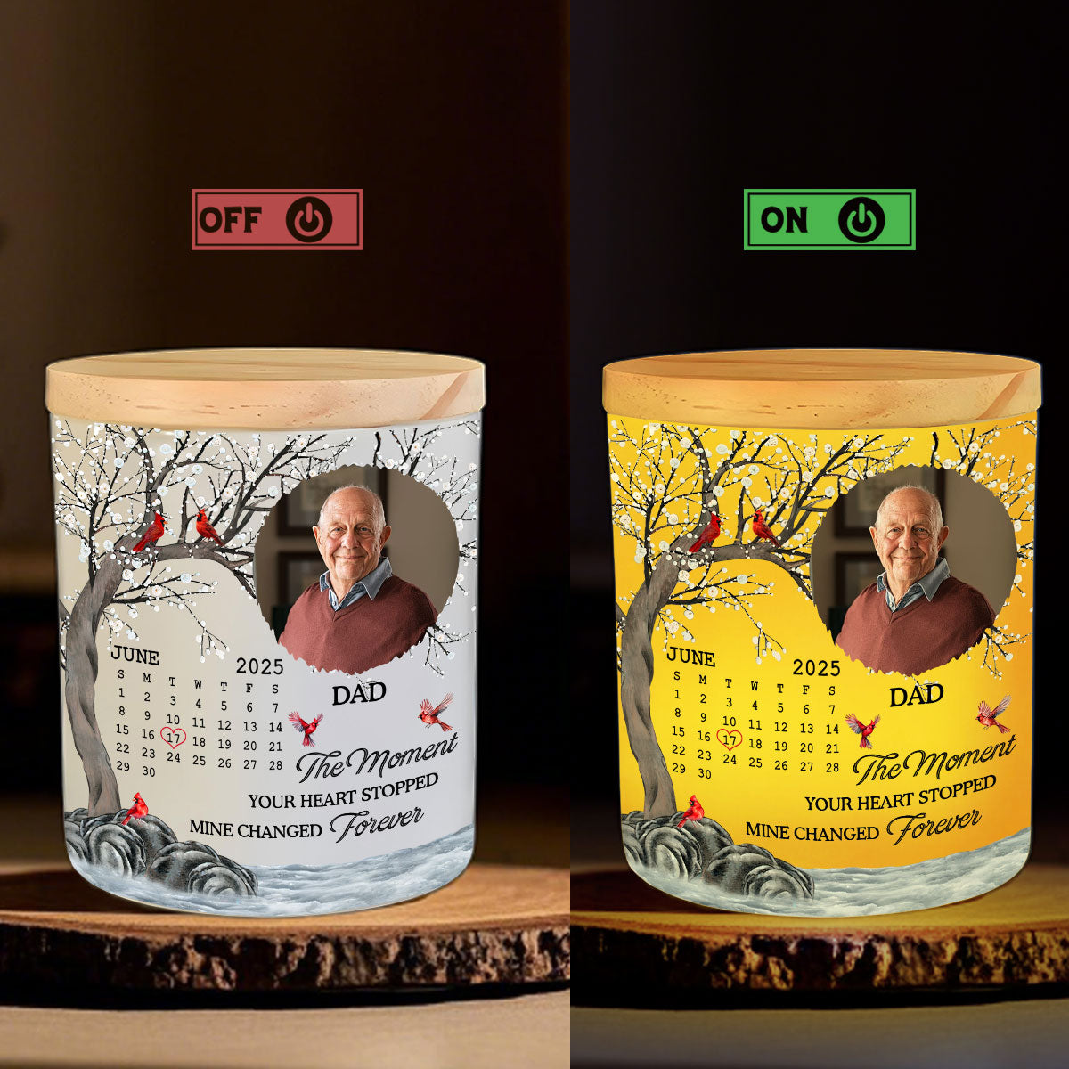 The Moment Your Heart Stopped Mine Changed Forever - Personalized Glass Jar With LED Candle