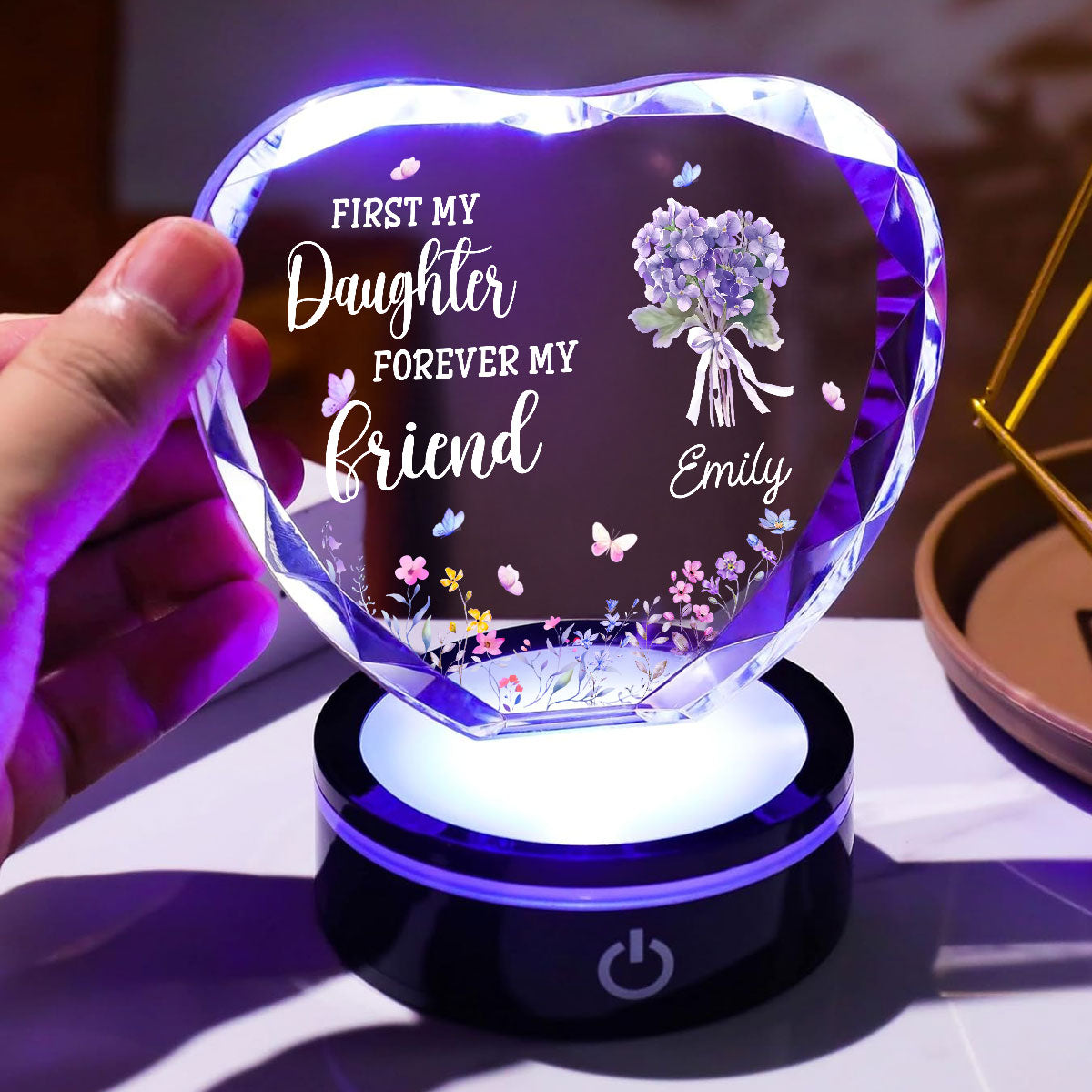 First My Daughter Forever My Friend - Personalized Crystal Led Light