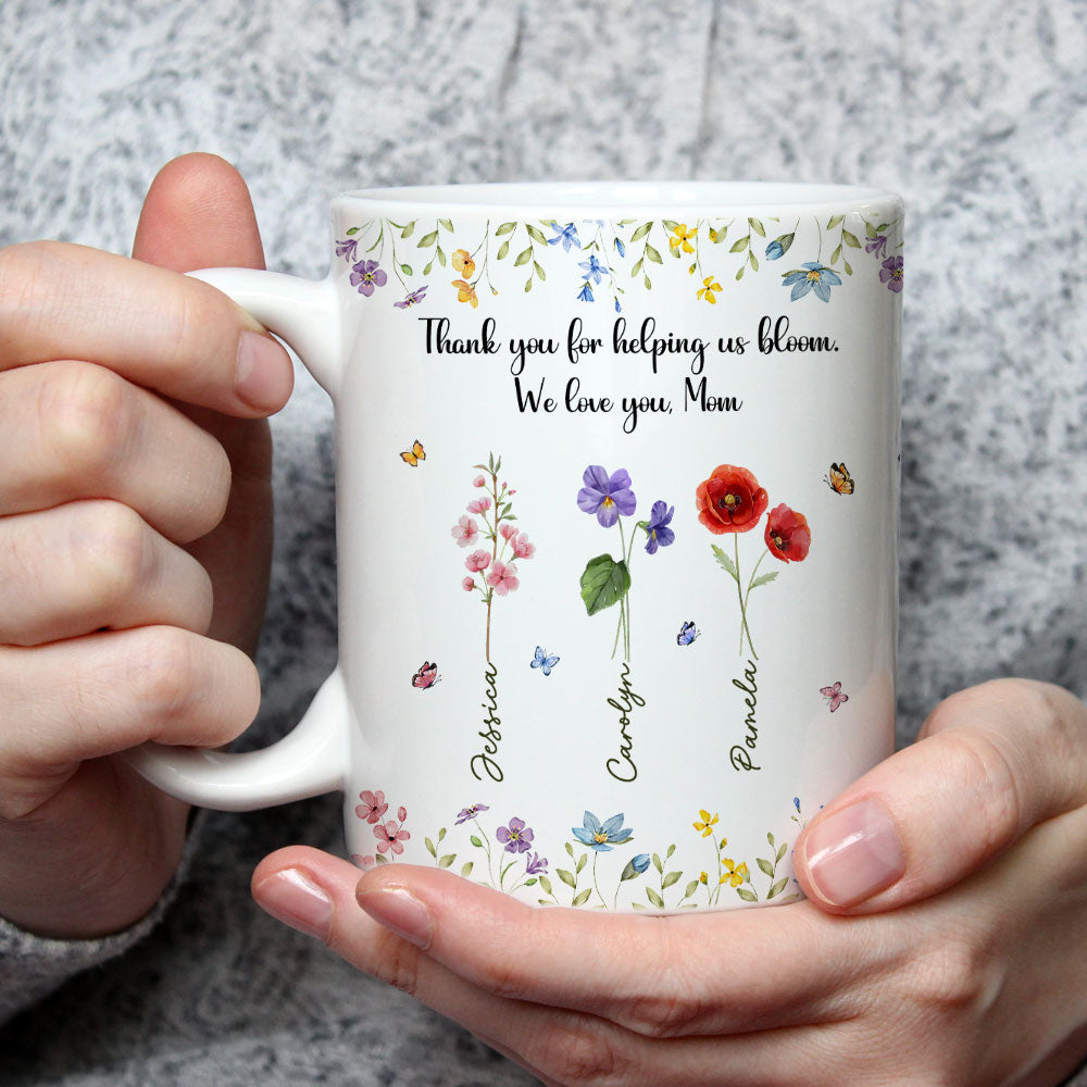 Custom Christmas & Birthday Keepsake Gift • Thank For Helping Us Bloom - Personalized Coffee Mug