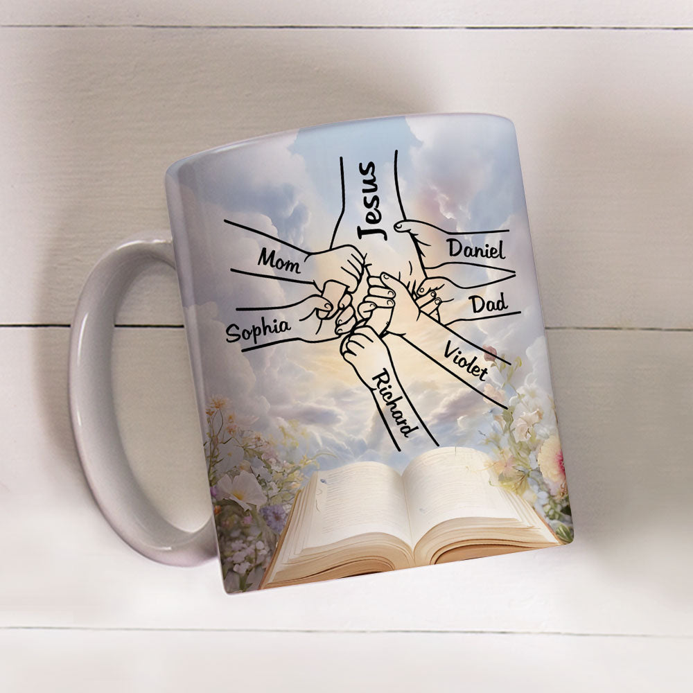 Custom Christmas & Birthday Gift for Mom • God Holds Our Hands - Personalized Coffee Mug