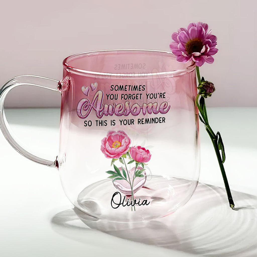 Custom Best Friend, Christmas & Birthday Friendship Keepsake Gift • You Are Always Awesome - Personalized Pink Gradient Glass Mug