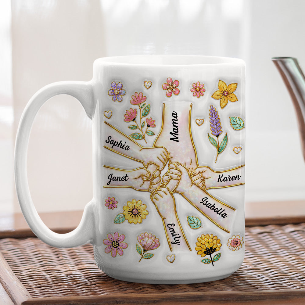 Custom Mother's Day Gift for Mom & Grandma • Hold Your Hand Forever - Personalized 3D Inflated Effect Mug