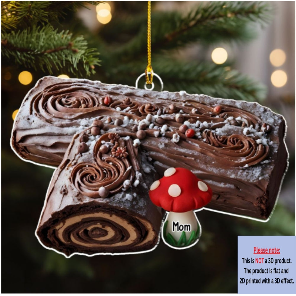 Custom Family Ornament, Christmas Gift for Family Members •  Yule Log Cake Crew - Personalized Acrylic Ornament