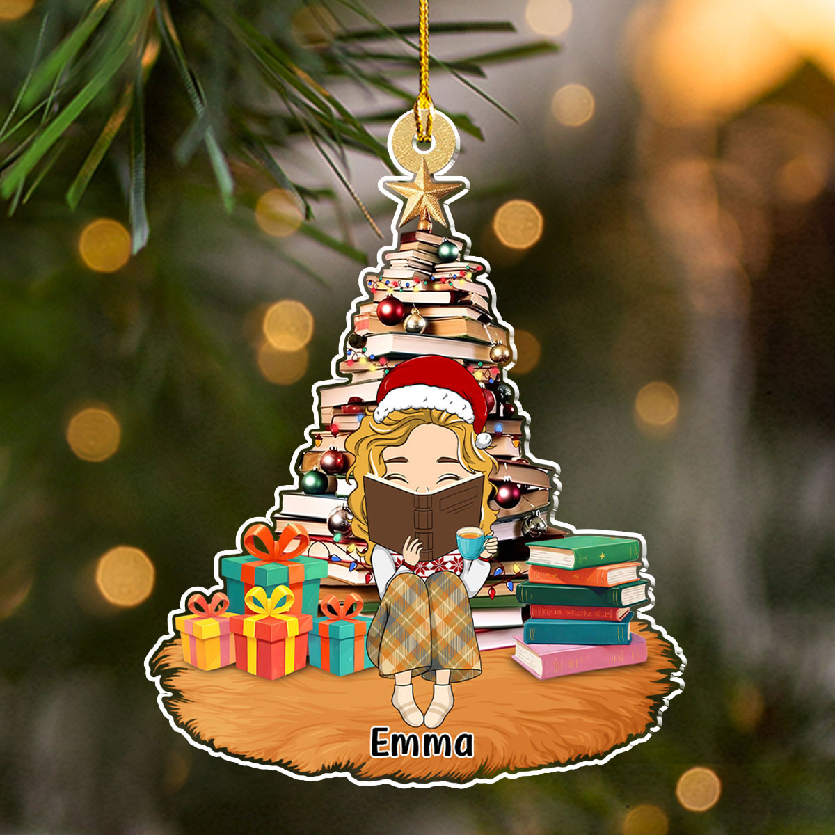 Custom Keepsake Christmas Ornament •  All I Want For Christmas Is A Good Book - Personalized Acrylic Ornament