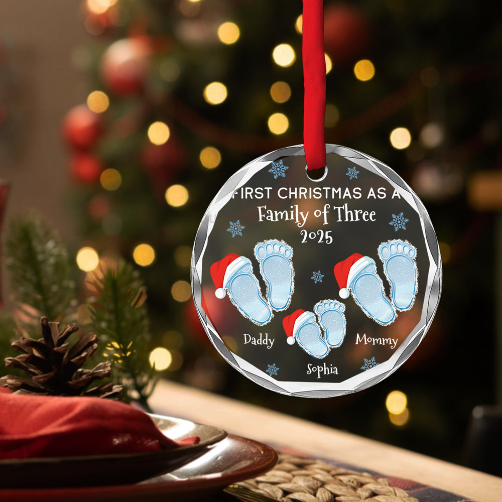 Custom Family First Christmas Ornament •  Noel Family - Personalized Glass Ornament