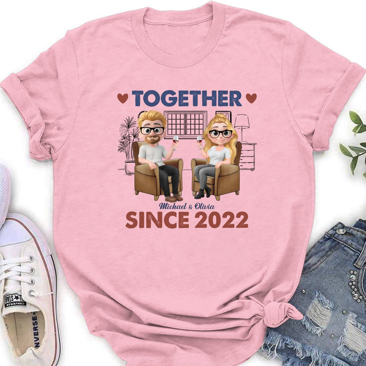 Custom Anniversary Keepsake Gifts For Couple • Together Since Husband Wife - Personalized Shirt