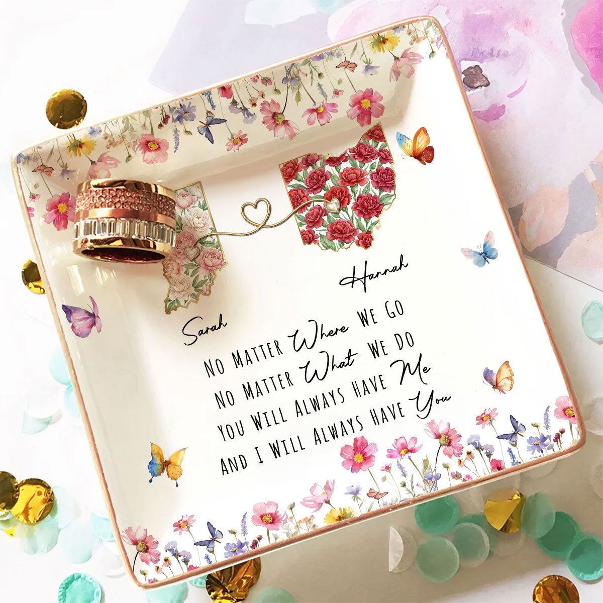 Custom Trinket Dish Gift for Friend, for Soul Sister • Always Us - Personalized Jewelry Dish