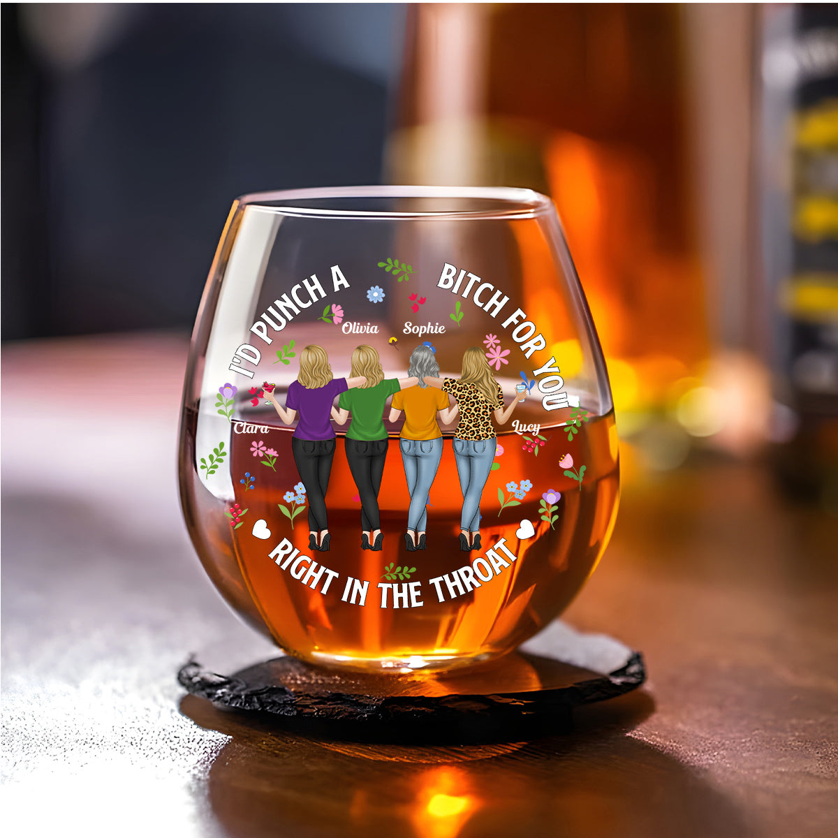 Punch Bitch Besties - Personalized Wine Glass