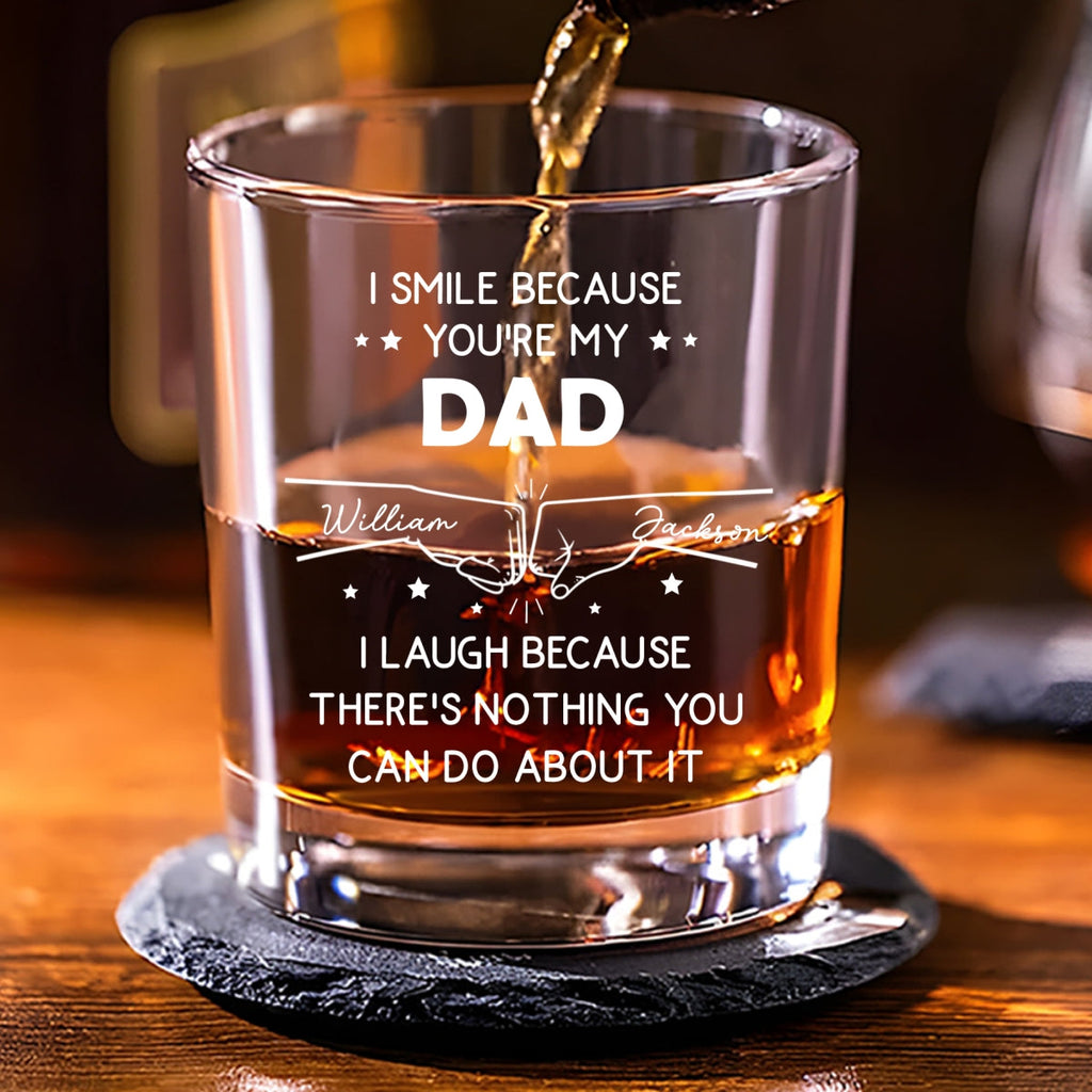Custom Christmas Birthday Drinkware Gifts for Brother • I Smile Because You Are My Brother - Personalized Whiskey Glass