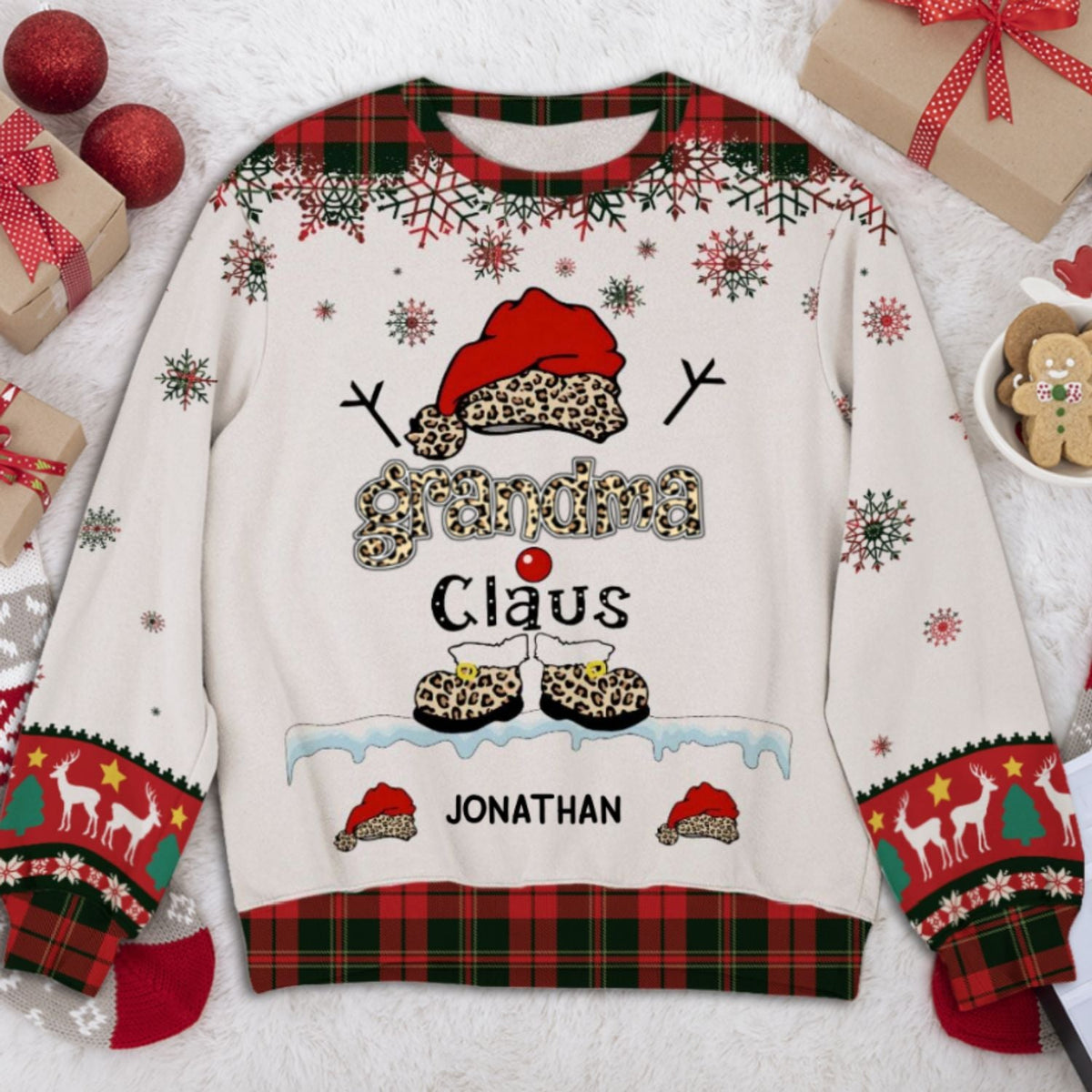 Custom Grandma Christmas Sweatshirt, Gift for Mothers • Grandma Claus - Personalized All-Over-Print Sweatshirt