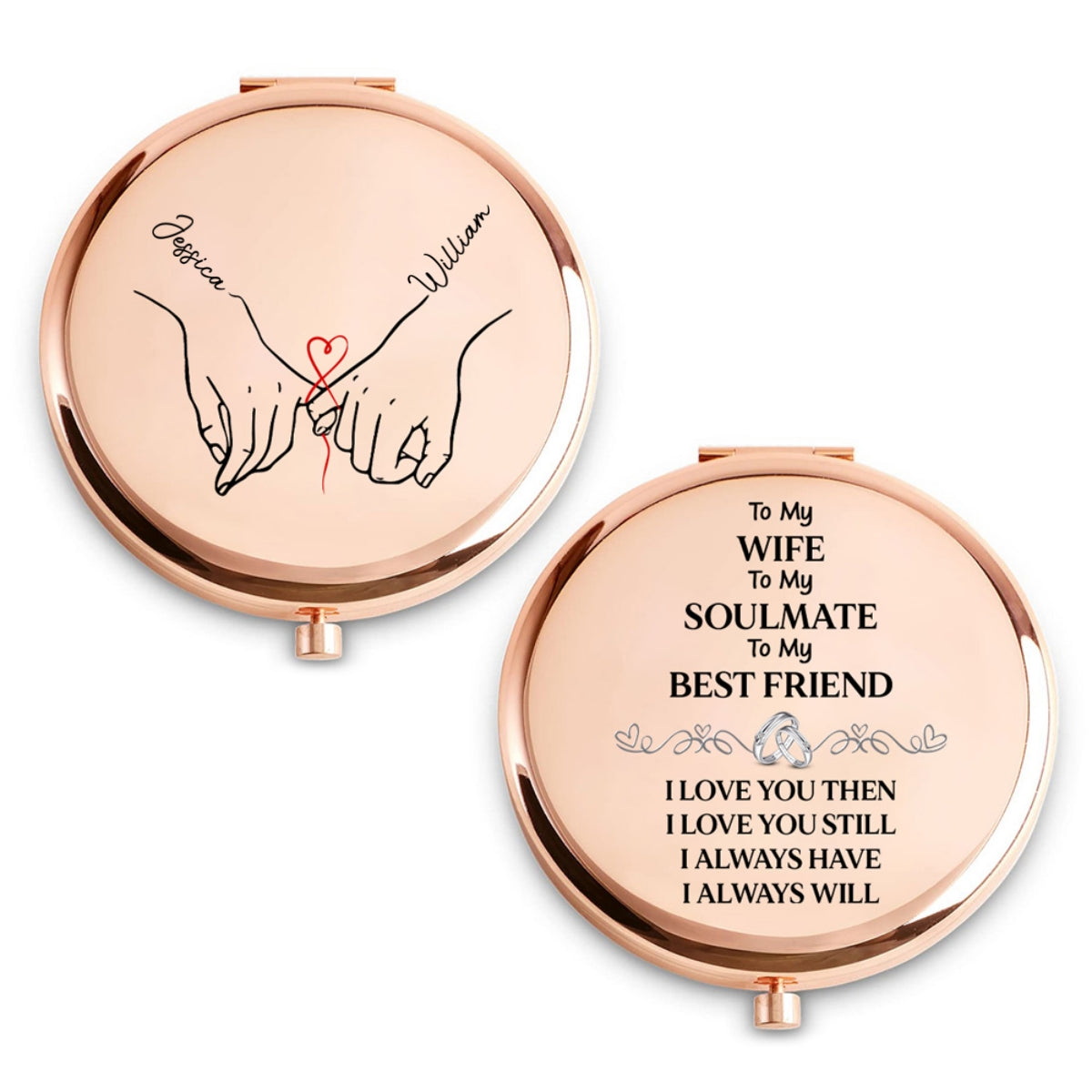 To My Wife Soulmate Best Friend - Personalized Compact Mirror