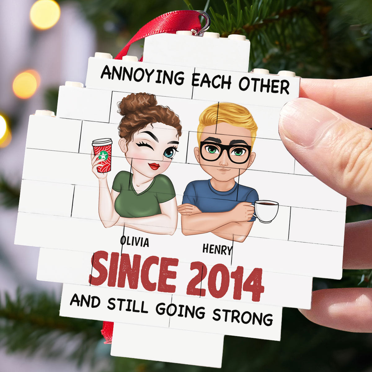 Custom Couple Christmas Ornament, Anniversary Gift •  Only You - Personalized Puzzle Ornament