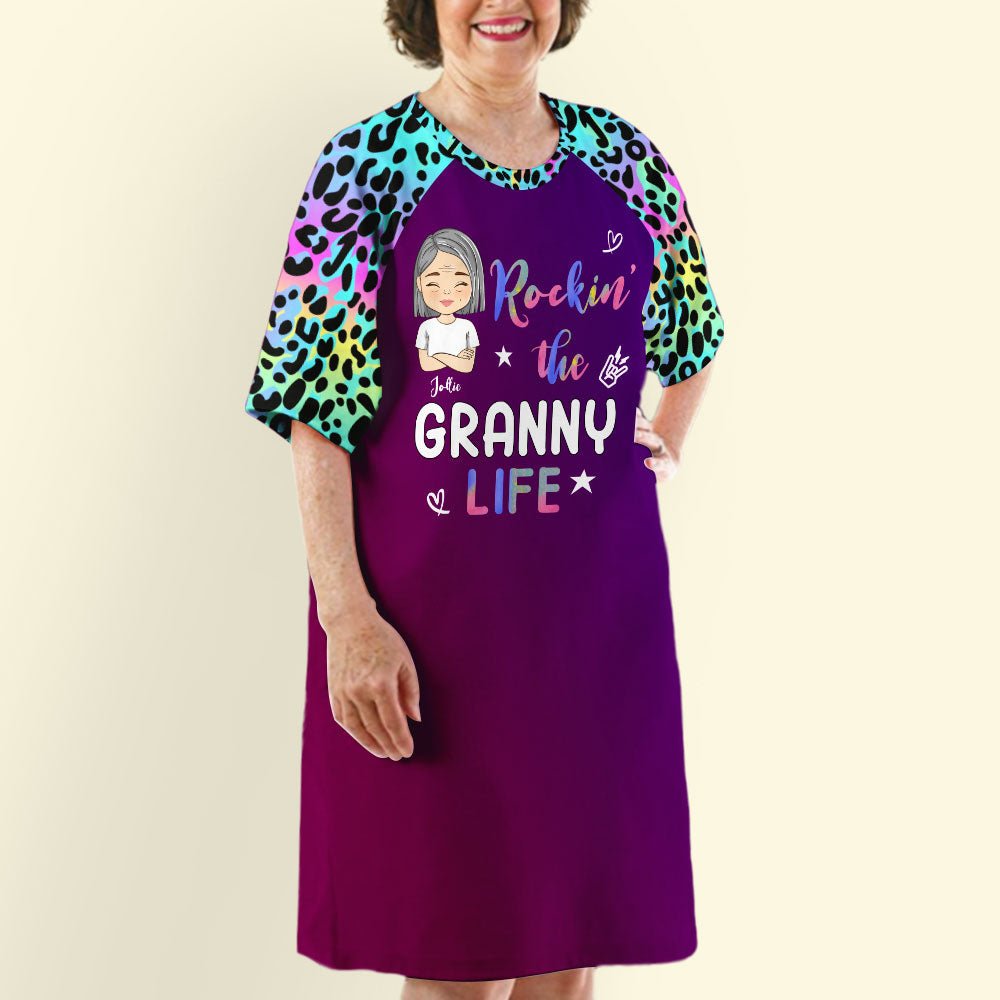 Lovely Leopard Grandma Life - Personalized 3/4 Sleeve Dress