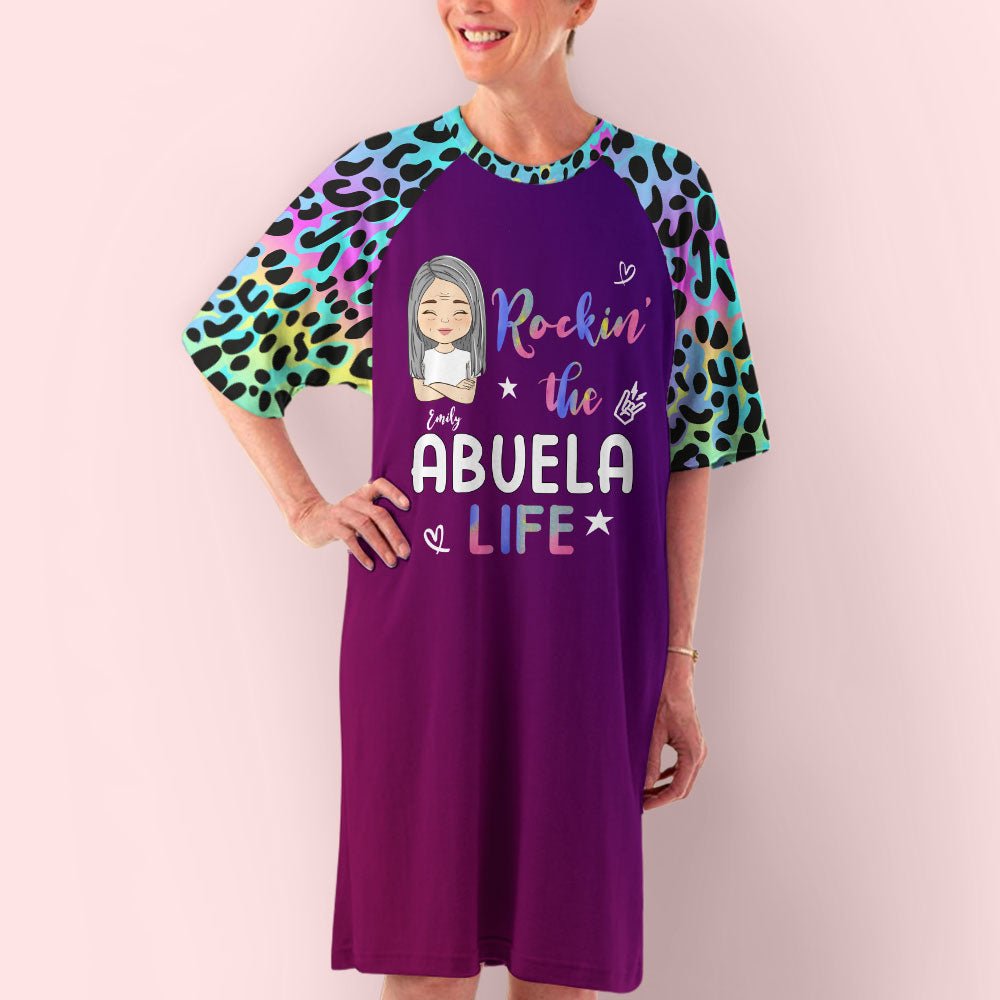 Lovely Leopard Grandma Life - Personalized 3/4 Sleeve Dress