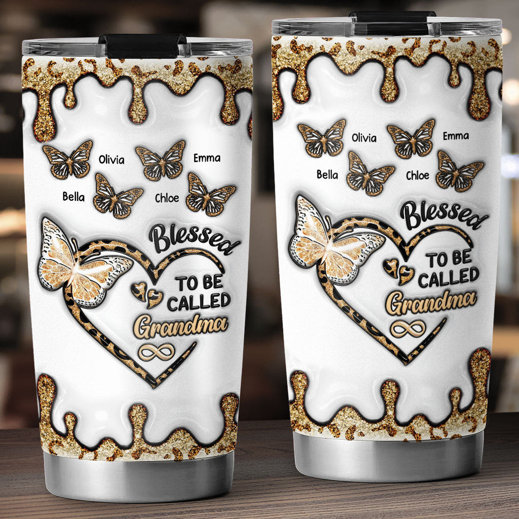 Custom Mother's Day Birthday Gifts For Grandma • Butterfly Grammy - Personalized 3D Inflated Effect Tumbler
