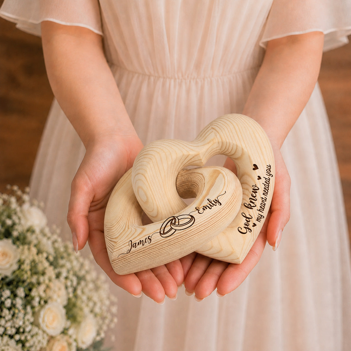 Custom Christmas Anniversary Wedding Birthday Gifts for Wife, Husband • Love You Now And Always - Personalized Engraved Infinity Heart Sculpture