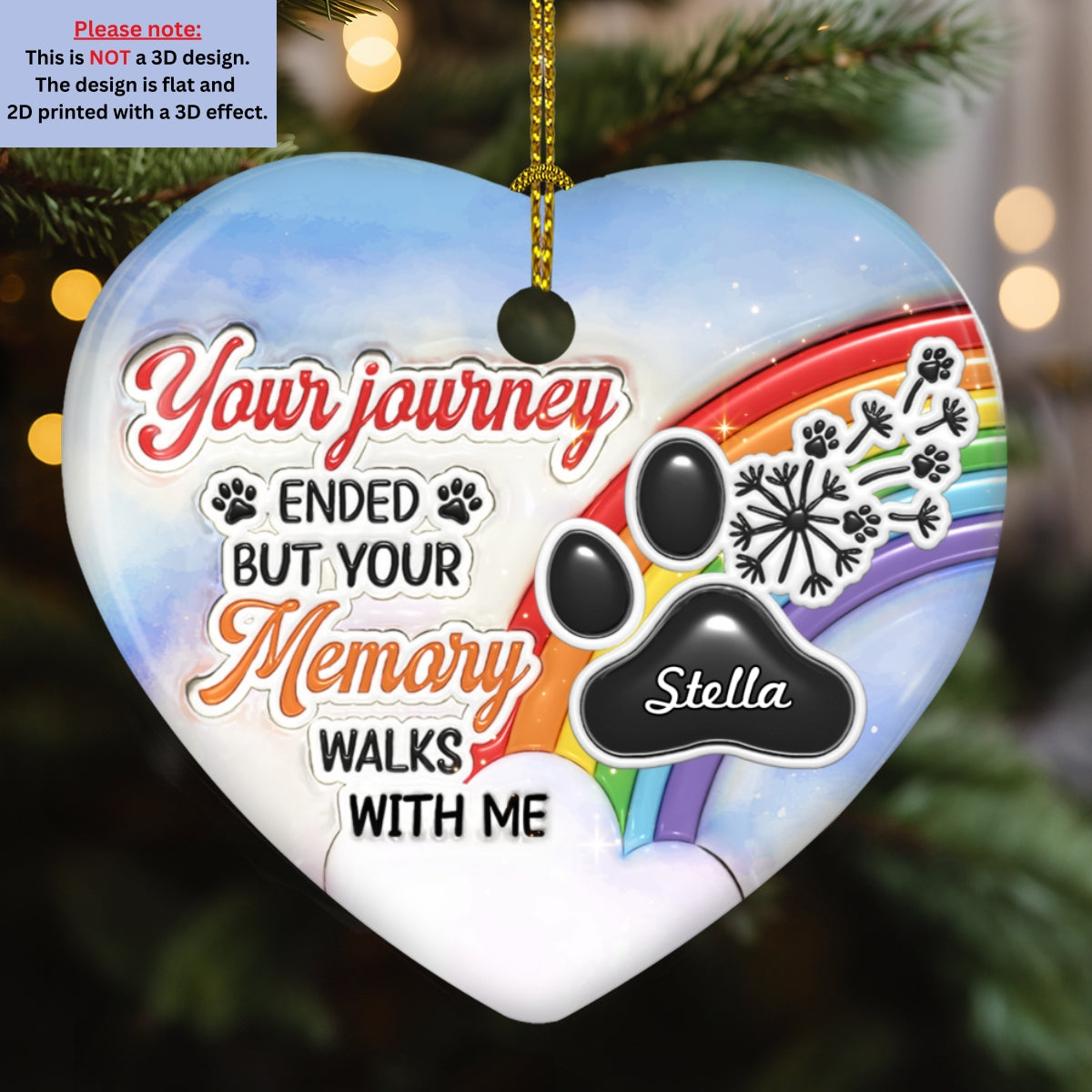 Custom Keepsake Christmas Ornament •  Your Memory Walks With Me - Personalized 3D Inflated Effect Ceramic Ornament