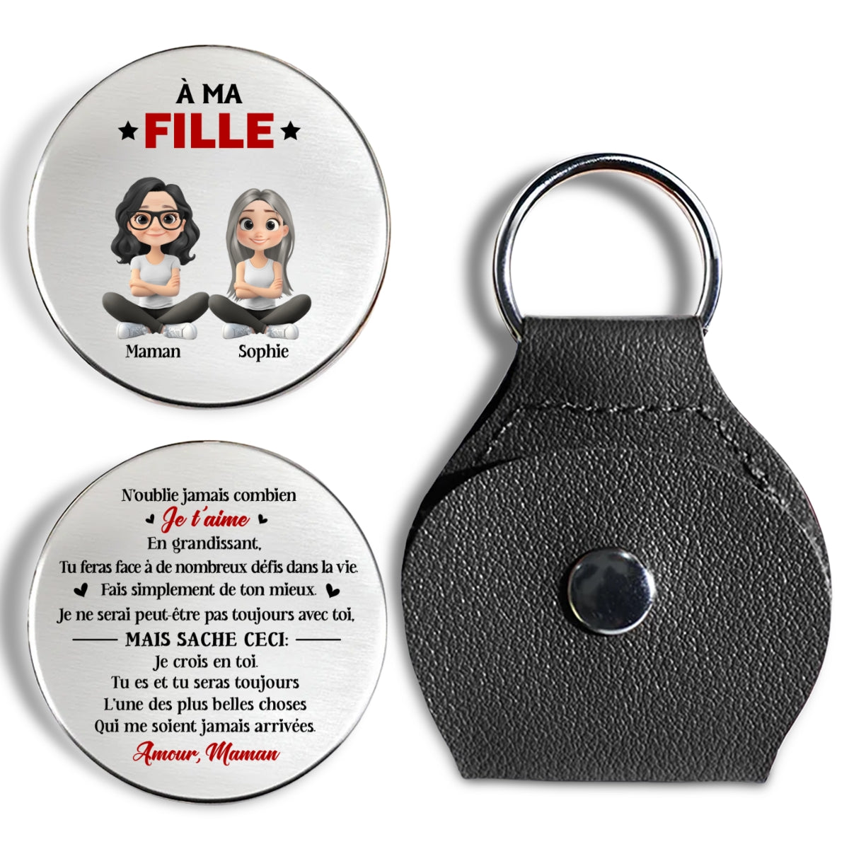 Custom Coin Keychain for Son, Father's Day Birthday Gifts • Fais Toujours De Ton Mieux Ma Fille - Câlin De Poche Personnalisé
