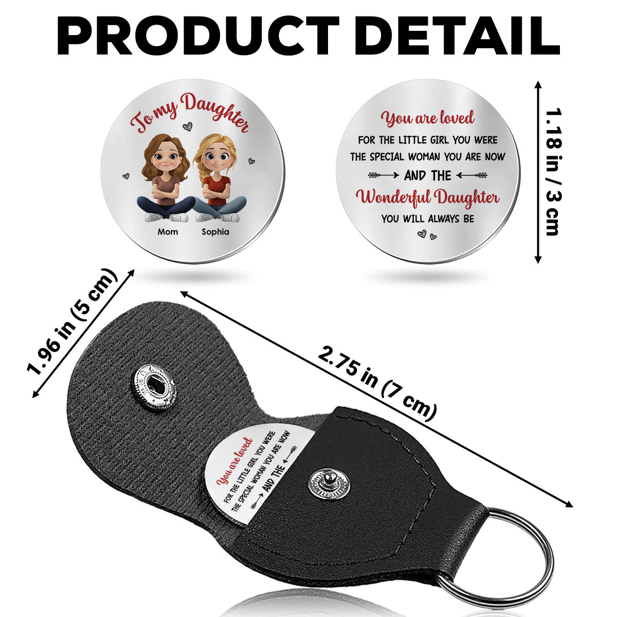 Custom Coin Keychain for Daughter Mom, Mother's Day Birthday Gifts • You Are Loved - Personalized Pocket Hug