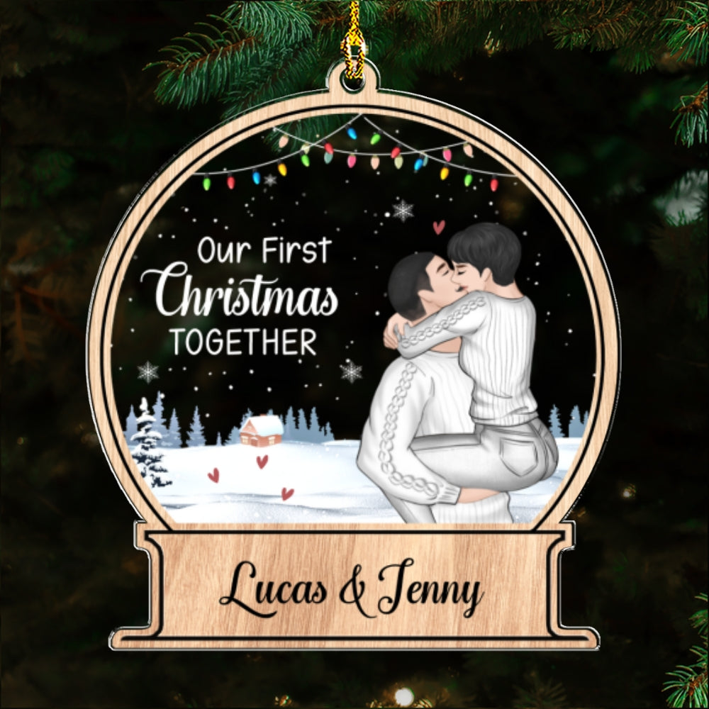 Custom First Christmas Ornament Married, Gift for Newlyweds •  Our First Christmas Together - Personalized Acrylic Ornament