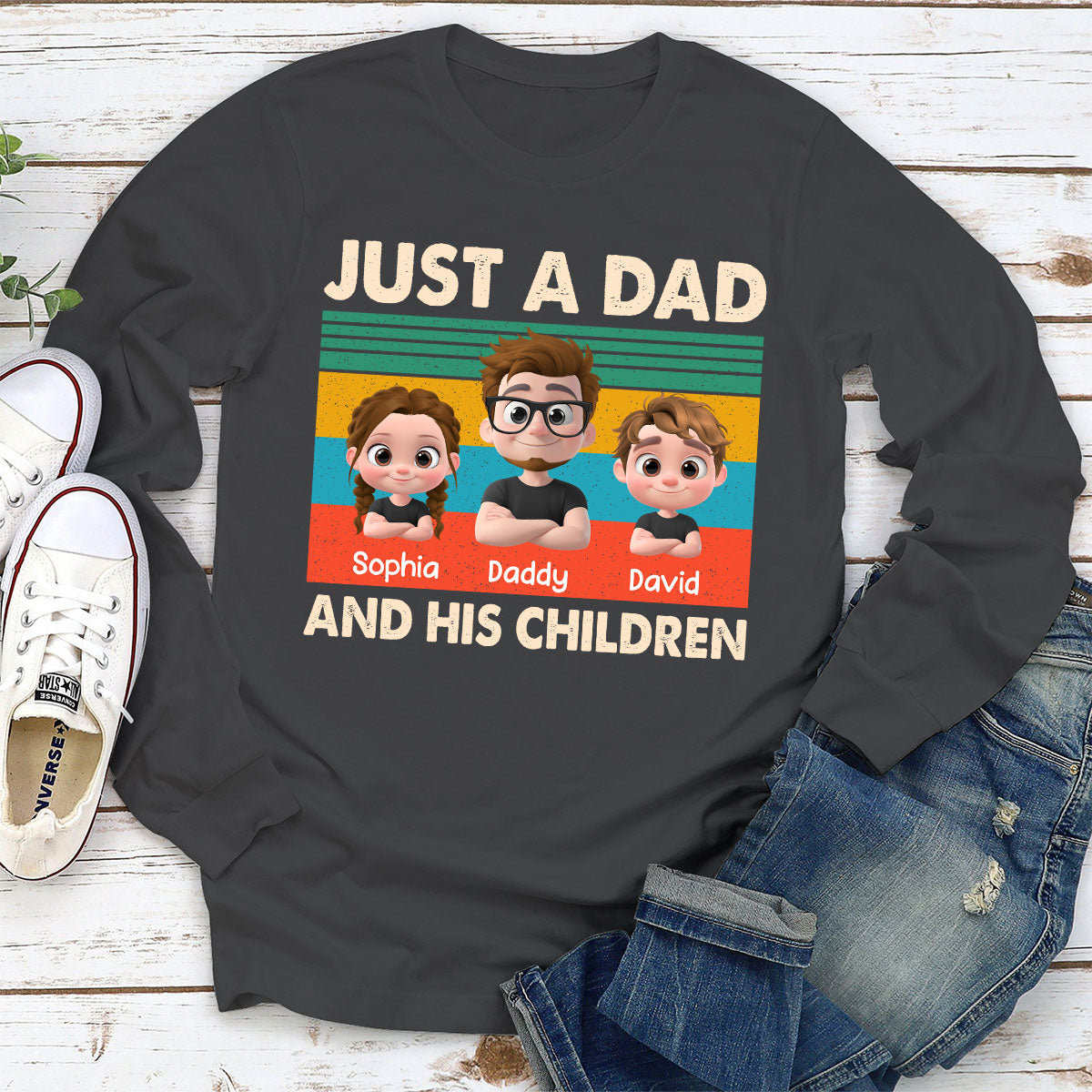 Custom Father's Day, Special Gift for Dad & Grandpa • Just A Dad And His Kid - Personalized Shirt