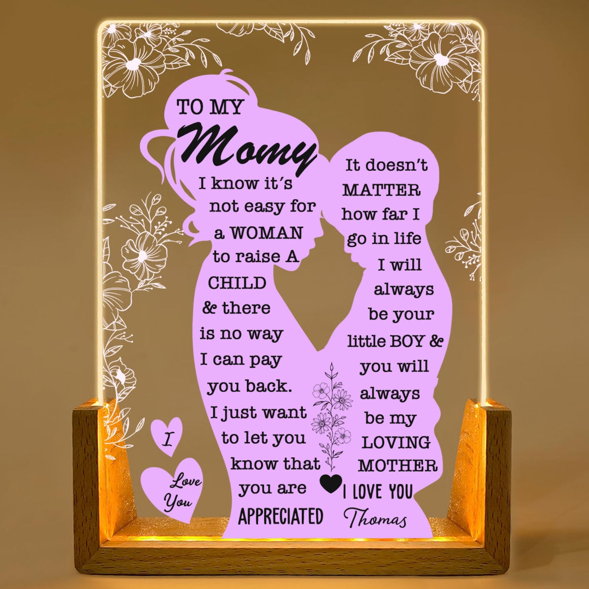 Custom Gift for Mom Grandma, Mother's Day Birthday • To My Mom - Personalized Night Light