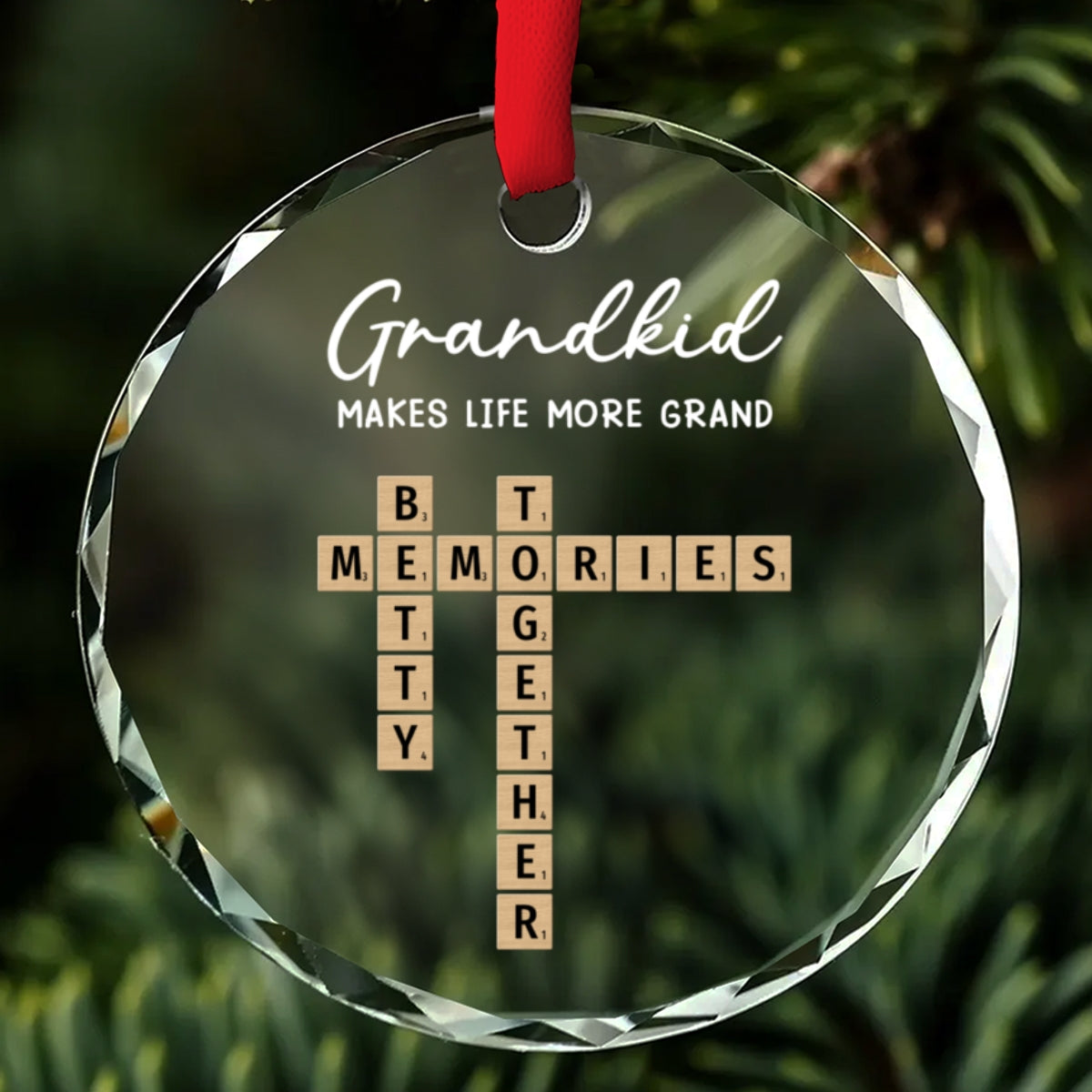 Custom Family Ornament, Christmas Gift for Family Members •  Grandkids Make Every Day Brighter - Personalized Glass Ornament