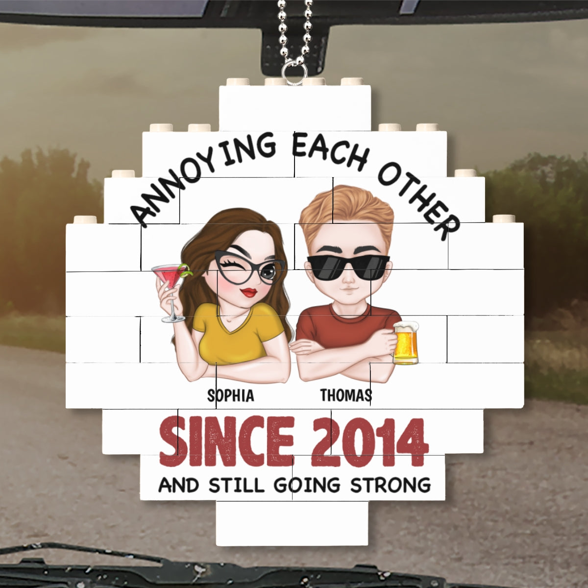 Annoying Each Other - Personalized Puzzle Car Ornament