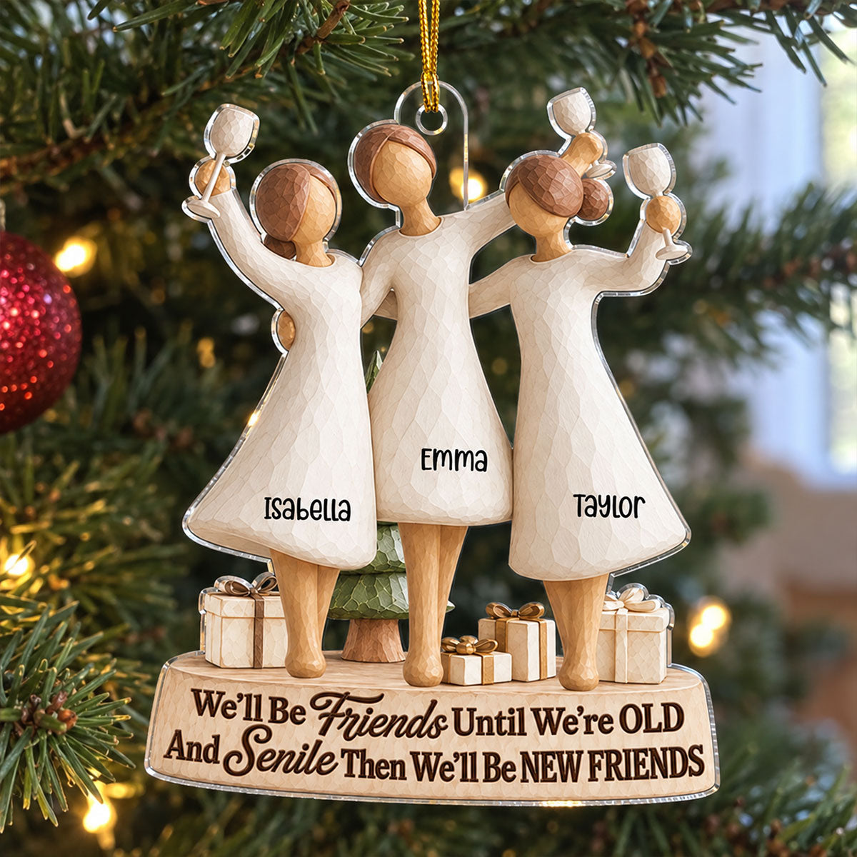 Custom Sister Christmas Ornament •  Old And Senile - Personalized 3D Effect Acrylic Ornament