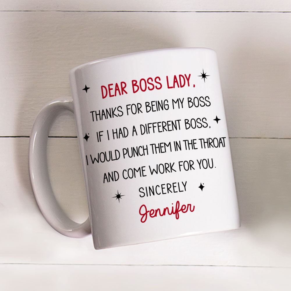 Custom Coworker, Christmas & Birthday Team Appreciation Gift • Dear Boss Lady - Personalized Coffee Mug